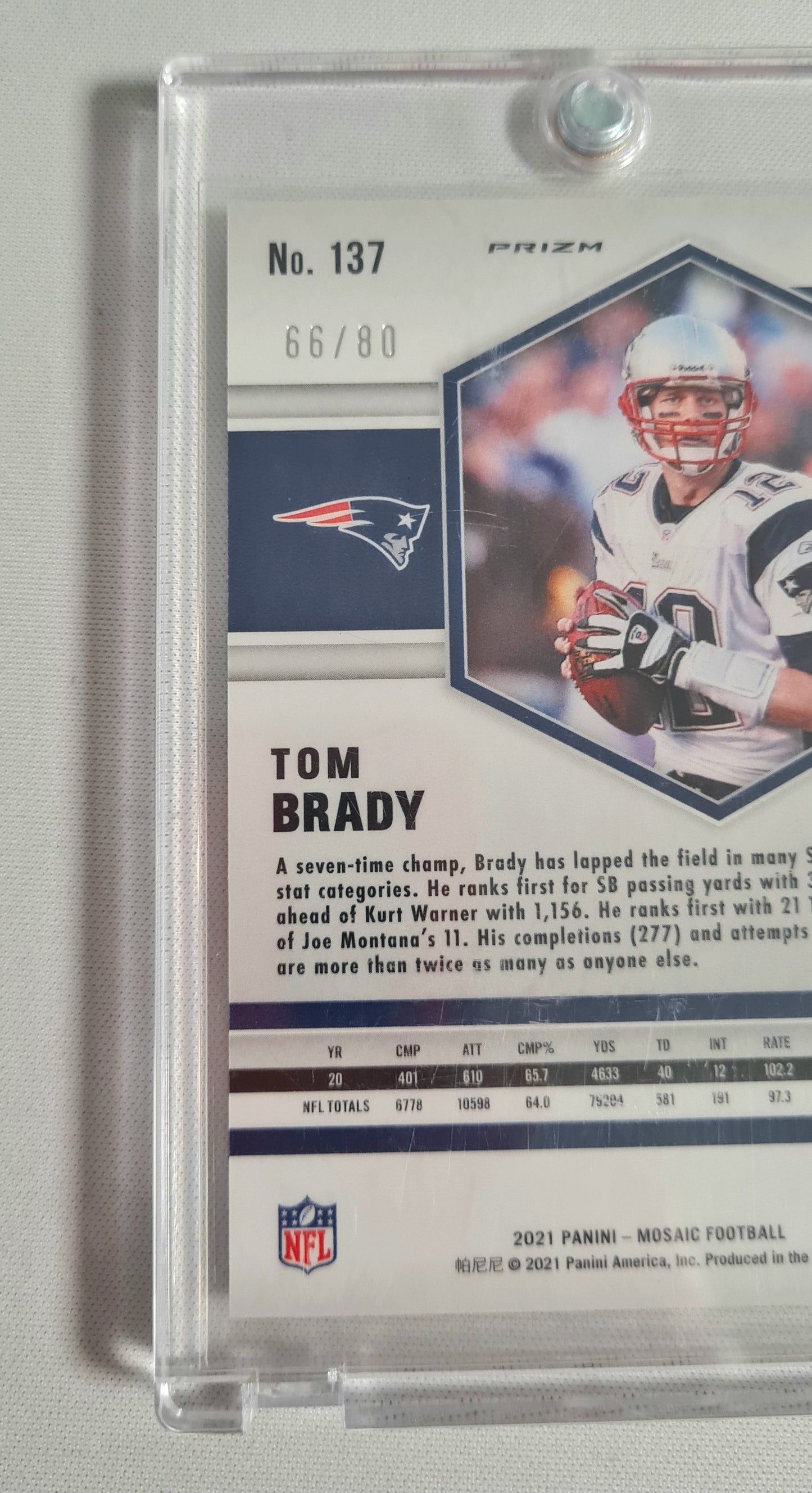 NFL Football Tom Brady New England Patriots Lot (11 Cards) - 2021 Panini Mosaic Football Prizm #137