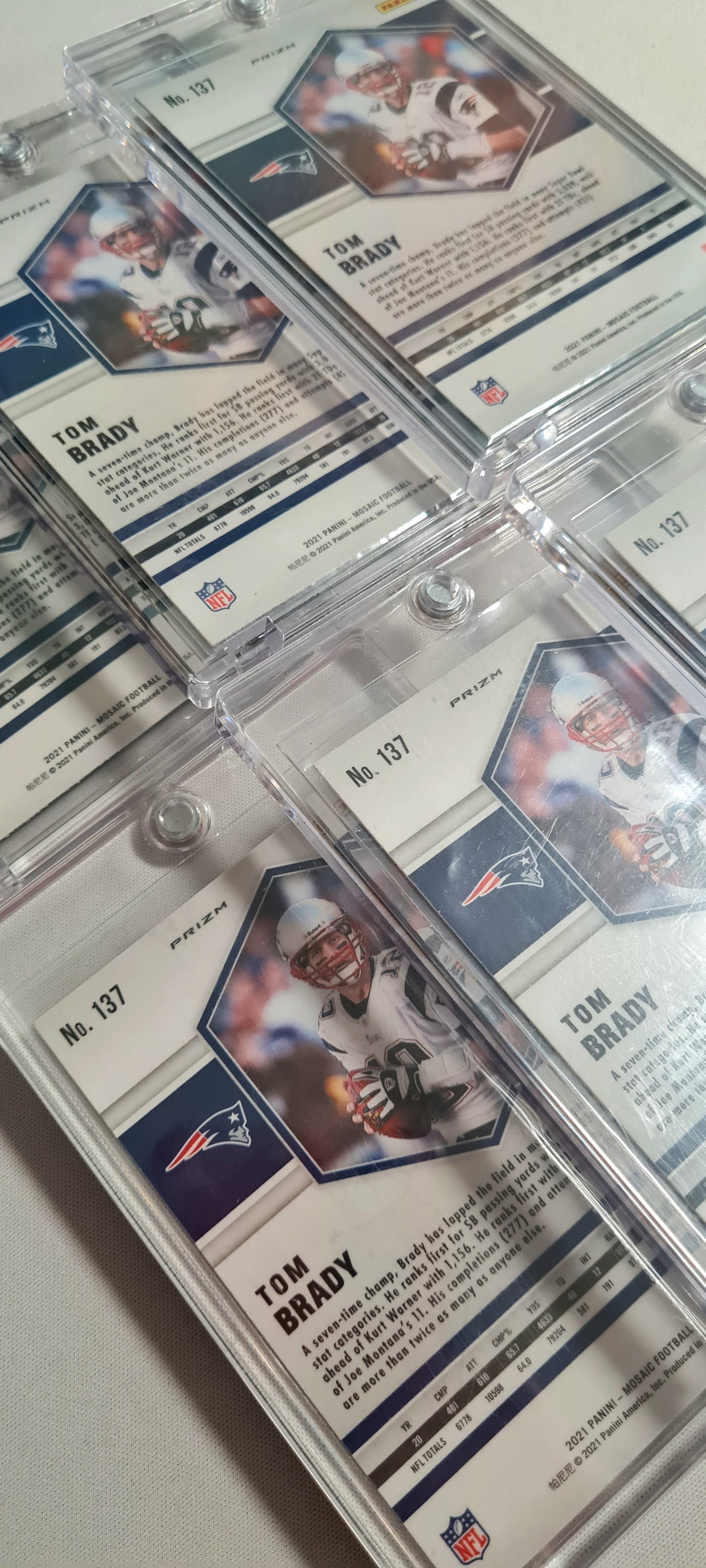 NFL Football Tom Brady New England Patriots Lot (11 Cards) - 2021 Panini Mosaic Football Prizm #137