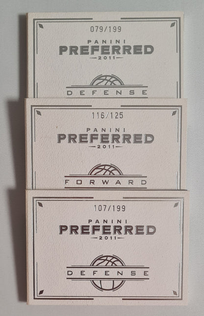 NBA Basketball Booklet Lot of 3 - 2011 Panini Preferred Forward (1) + Defense (2) /Patches