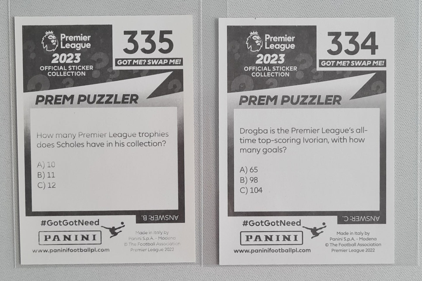 Soccer Panini (Lot 6 Stickers) Premier league Sticker Collection (Mini) - 2022/23 Premier League Legend
