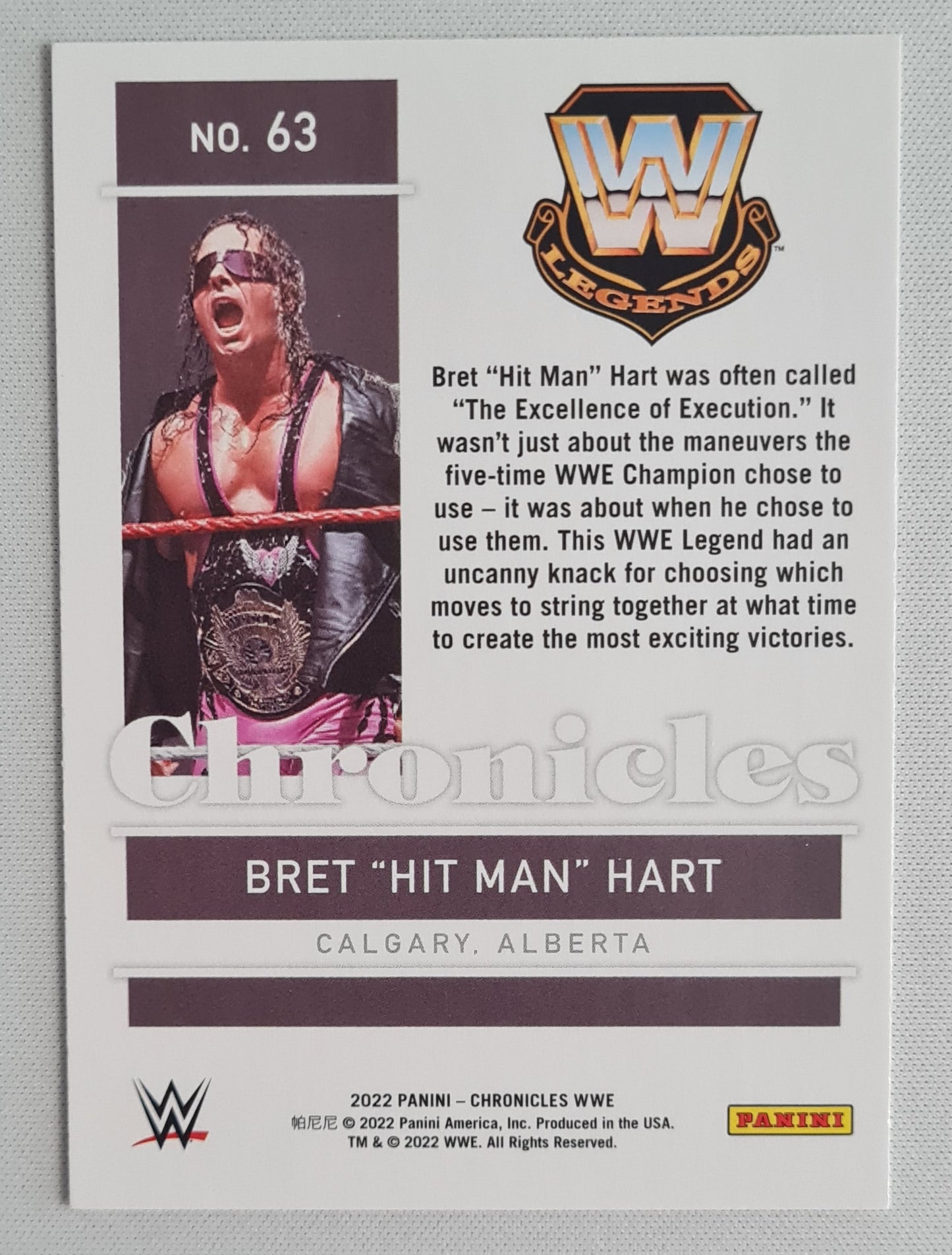 Bret "Hit Man" Hart - 2022 Panini Chronicles WWE Legends #63