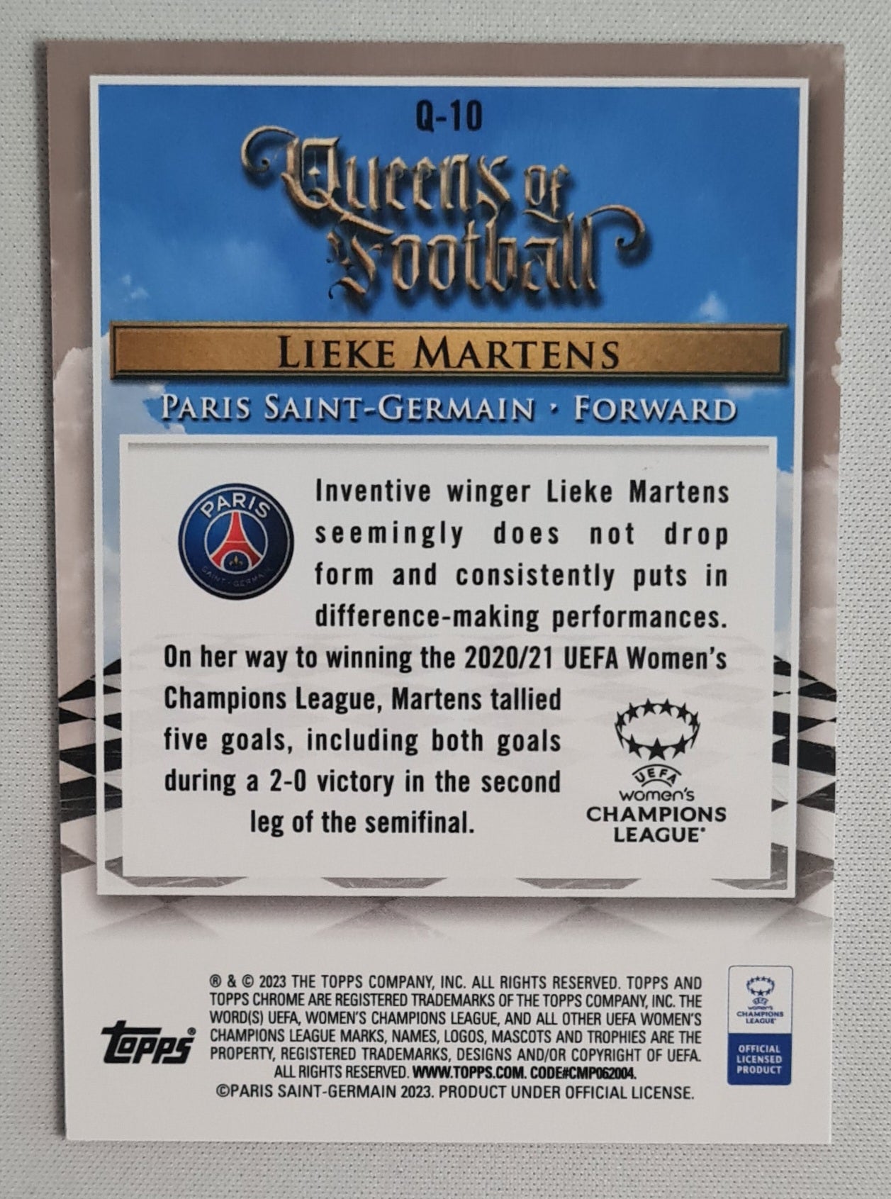Lieke Martens - 2023 Topps Chrome Queen of Football #Q-10