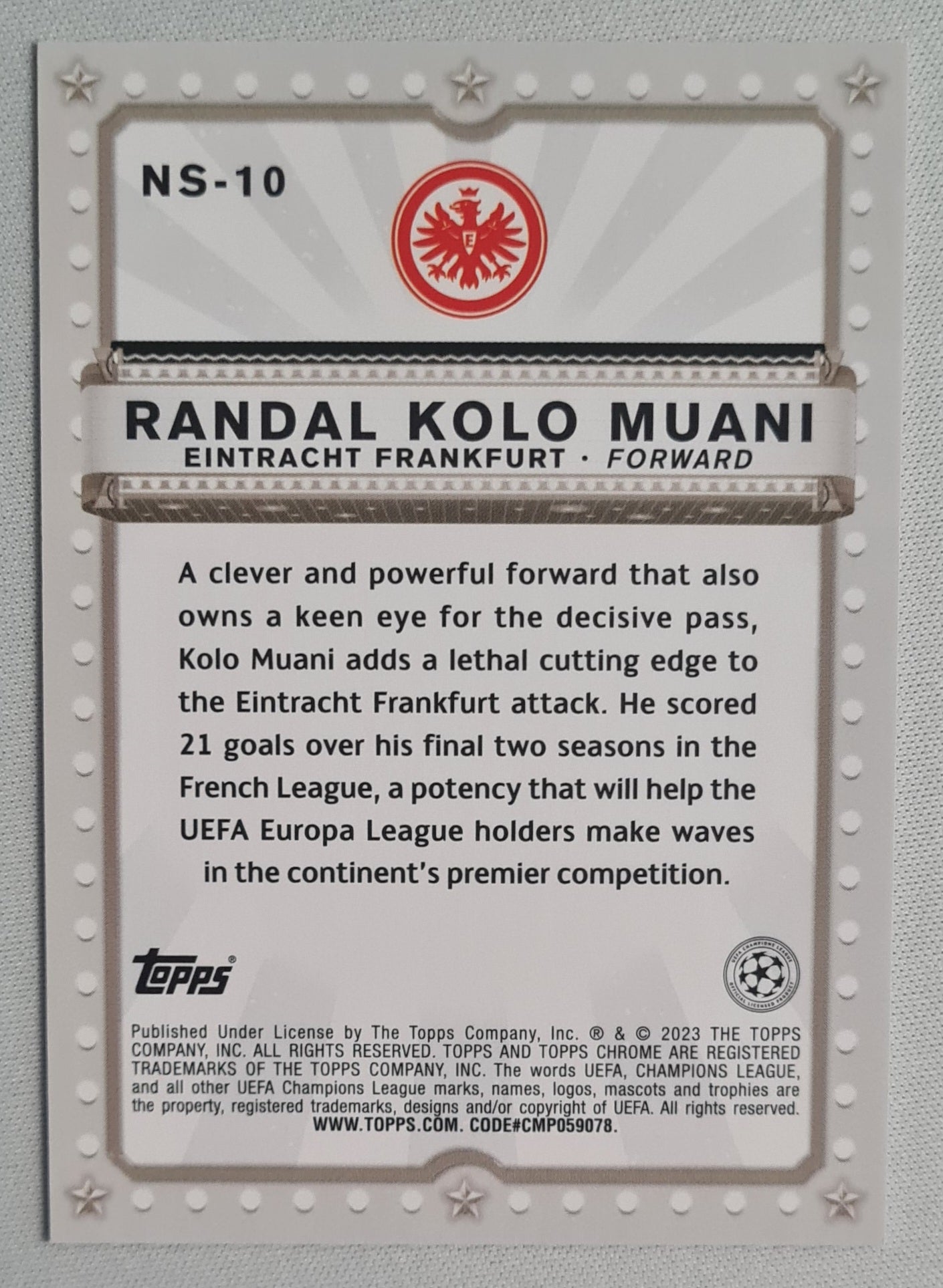 Randal Kolo Muani - 2023 Topps NOW STARRING (CL) Eintracht Frankfurt #NS-10