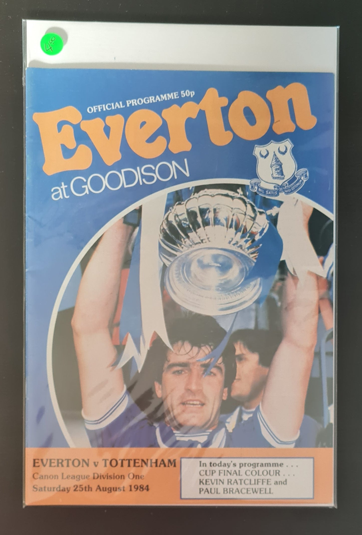 Soccer Everton Programme - 1984 Everton vs Tottenham Canon League Division 1