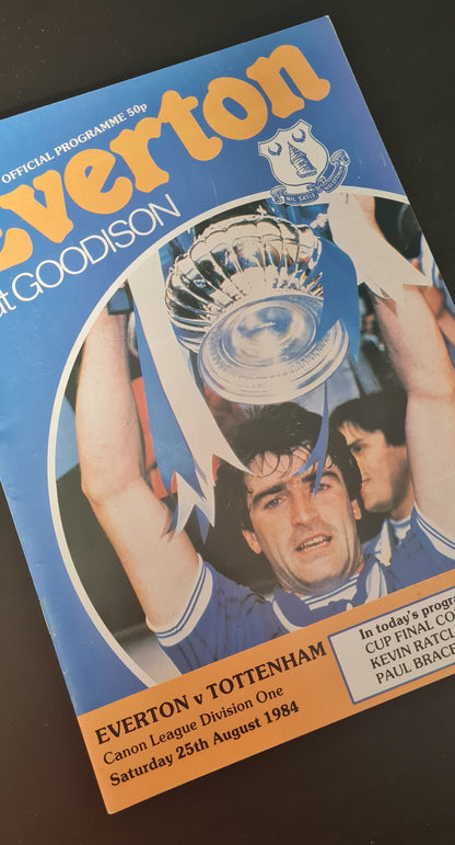 Soccer Everton Programme - 1984 Everton vs Tottenham Canon League Division 1