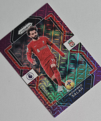 Mohamed Salah - 2022/23 Panini Chronicles Prizm Premier League Soccer - Liverpool #222 Purple Mojo Prizm