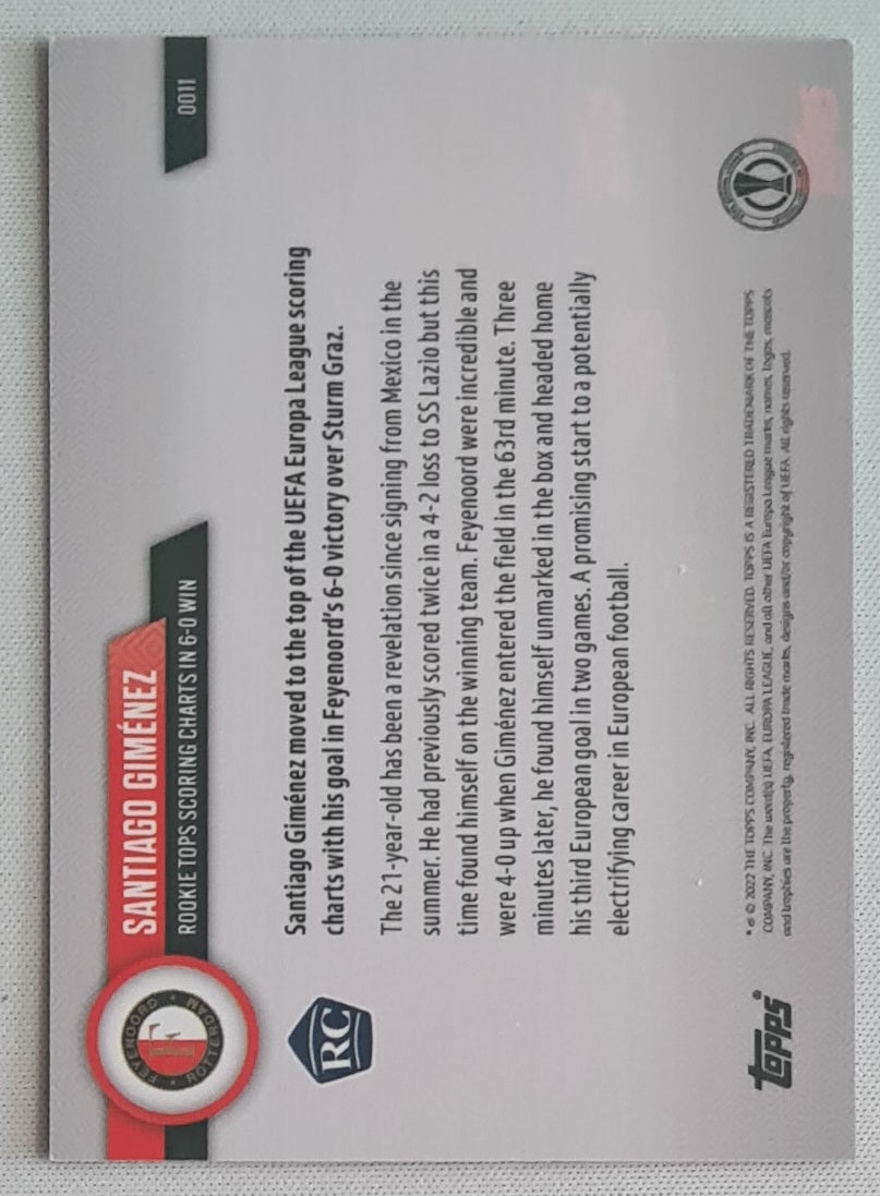 Santiago Gimenez - 2022 Topps Now (RC) Feyenoord (EL) #0011