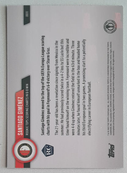 Santiago Gimenez - 2022 Topps Now (RC) Feyenoord (EL) #0011