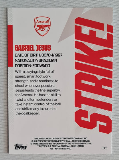 Gabriel Jesus - 2024 Topps Arsenal Strike! #36