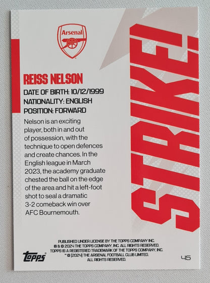 Reiss Nelson - 2024 Topps Arsenal Strike! #45
