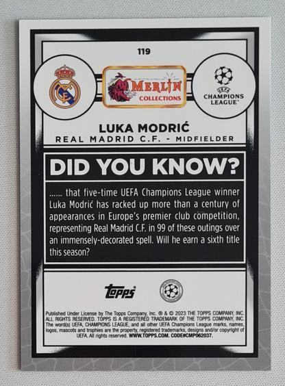 Luka Modric - 2023 Topps Merlin (CL) Real Madrid Aqua Prism Refractor #119