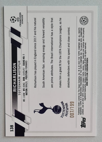 Richarlison - 2023 Topps Tottenham Hotspur (CL) #138 Aqua /199