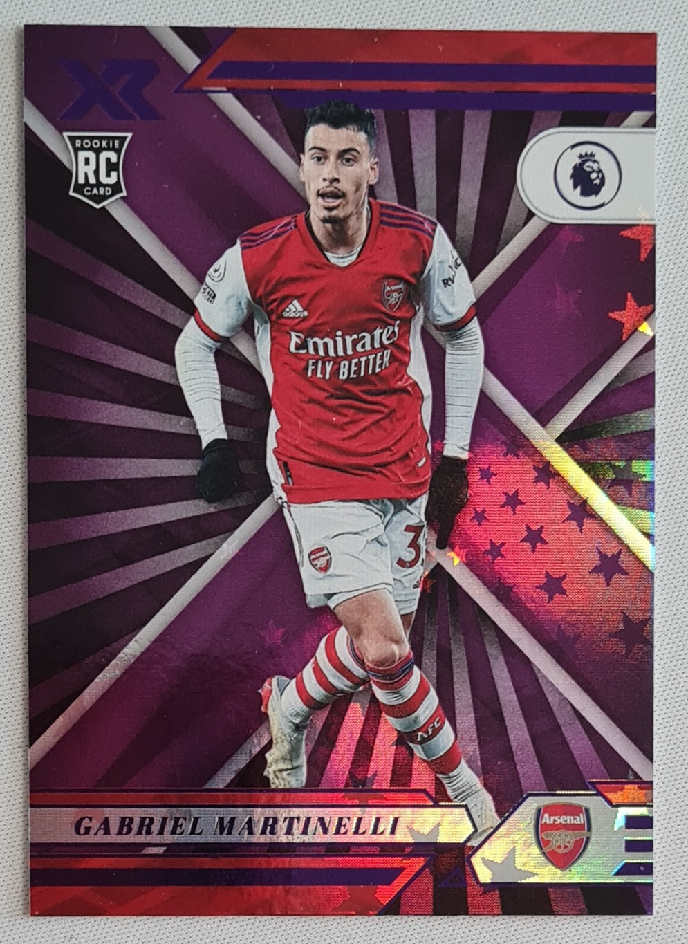 Gabriel Martinelli - 2021/22 panini Chronicles XR Premier League Soccer #104 Purple Astro Rookie Card