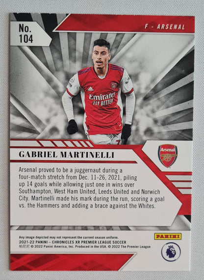 Gabriel Martinelli - 2021/22 panini Chronicles XR Premier League Soccer #104 Purple Astro Rookie Card