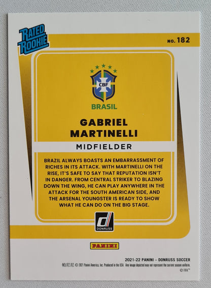 Gabriel Martinelli - 2021/22 Panini Donruss Soccer - Rated Rookie - National Team Brasil #182