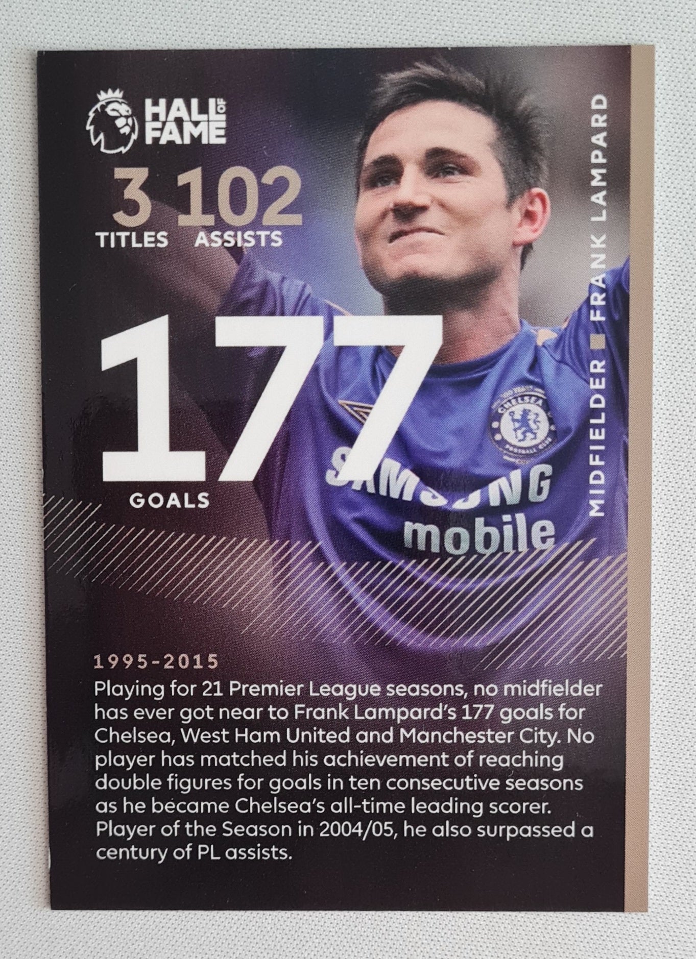 Frank Lampard - 2022 Panini Special Hall of Fame Card Inductee  - 177 GOALS! - Chelsea SuperStar