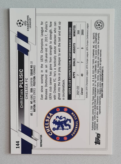 Christian Pulisic - 2022/23 Topps Chrome UEFA Club Competitions #144 Chelsea FC