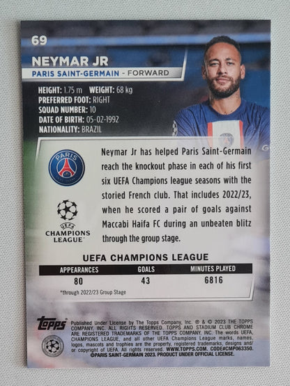 Neymar Jr - 2022/23 Topps Stadium Club Chrome UEFA #69 Paris Saint-Germain