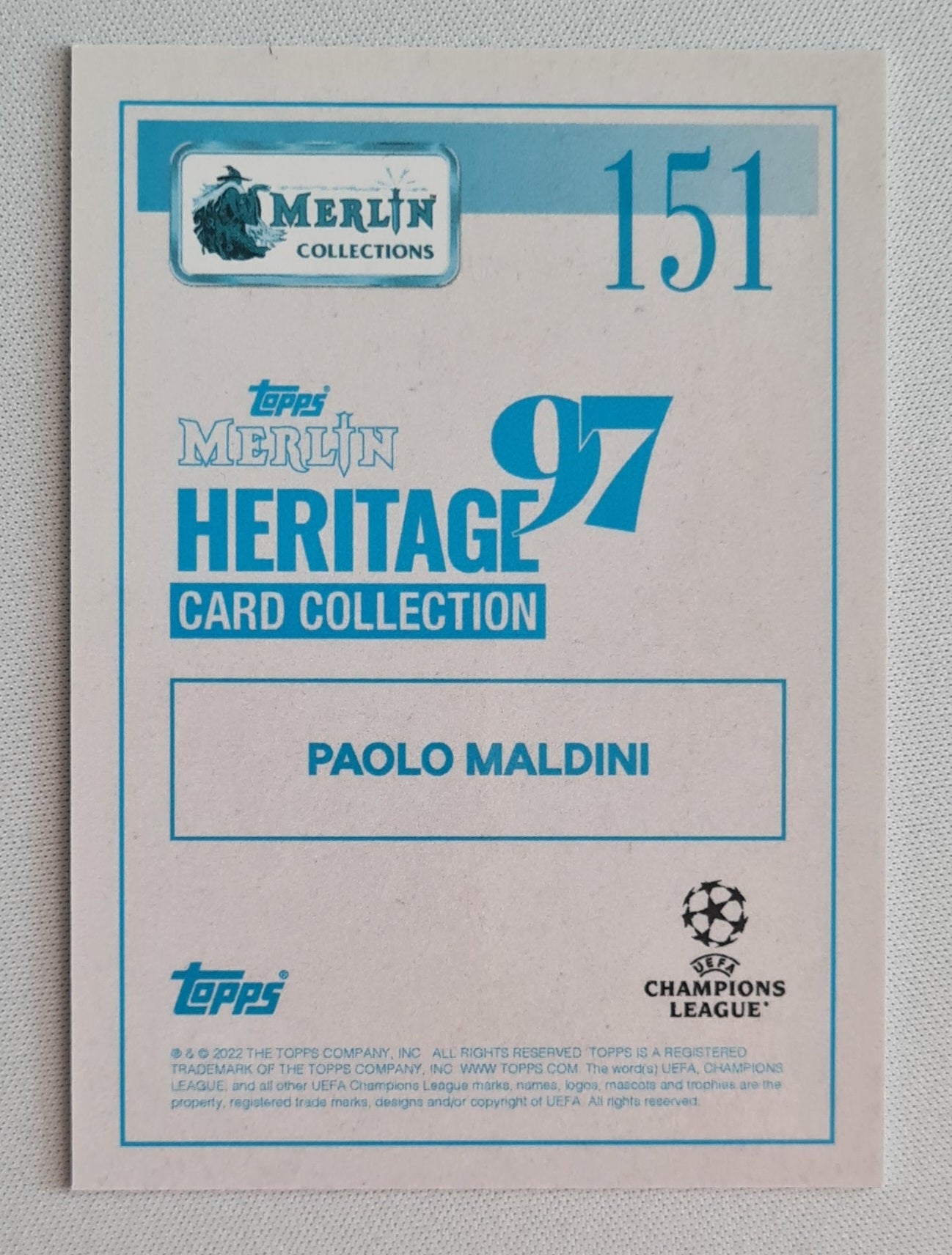 Paolo Maldini - 2021/22 Topps Merlin's Heritage 97 UCL /25 Legend #151 AC Milan