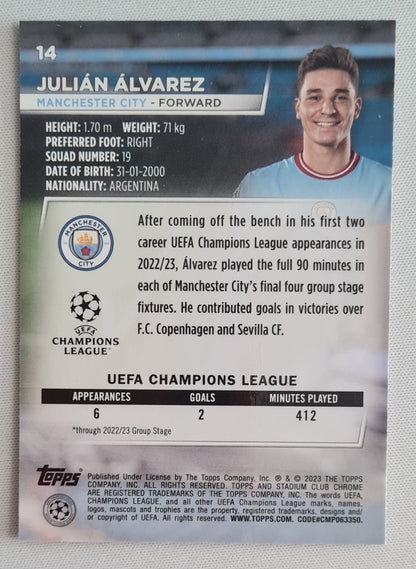 Julian Alvarez - 2023 Topps Stadium Chrome Manchester City (RC) #14