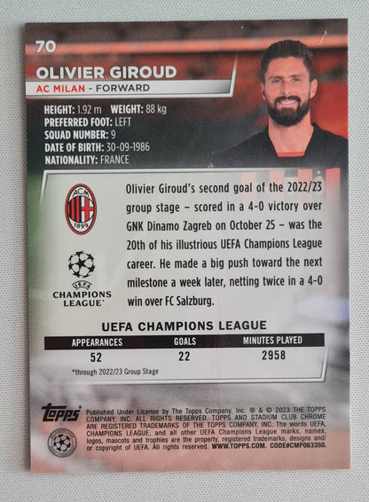 Olivier Giroud - 2023 Topps Stadium Chrome AC Milan #70 Red Electric
