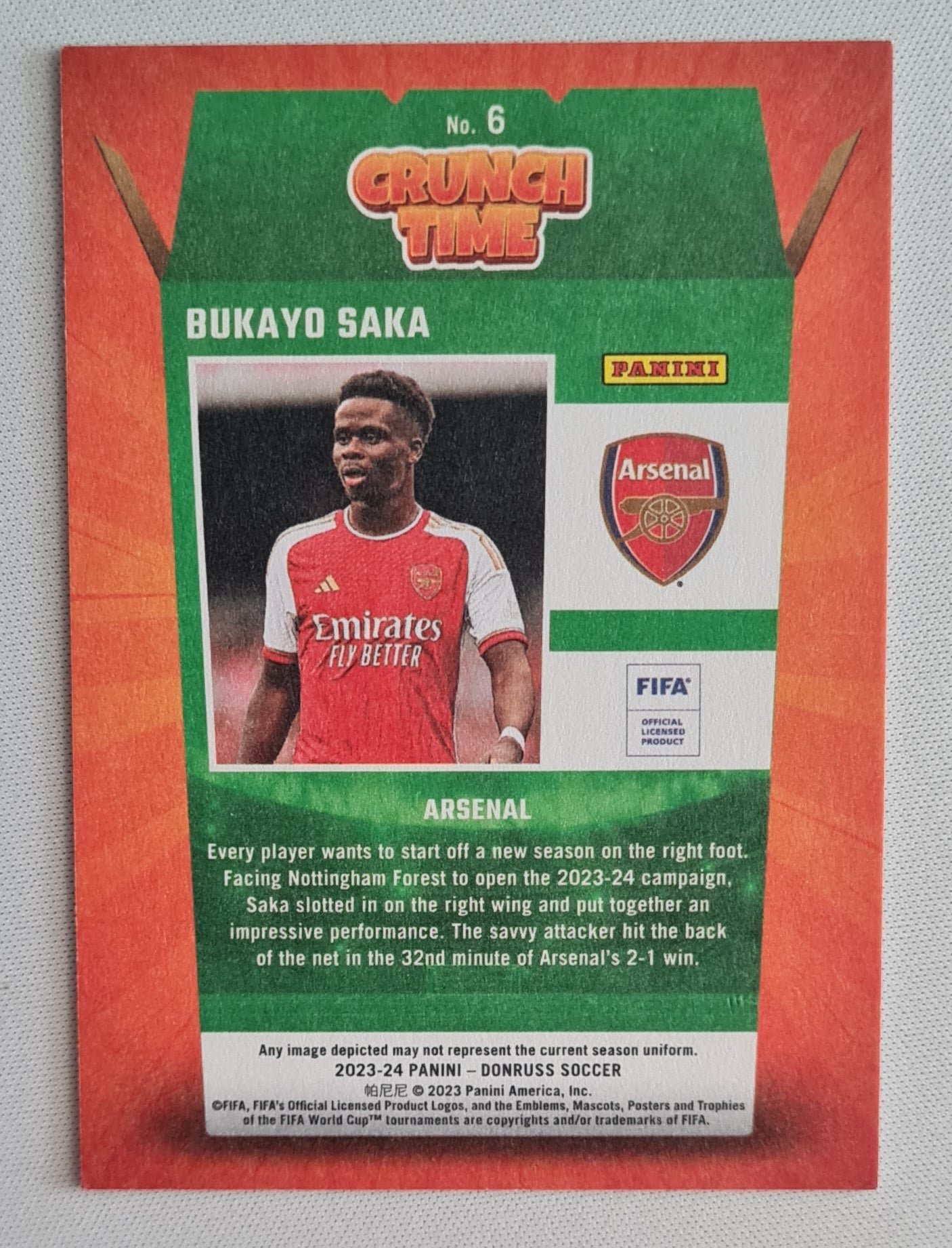 Bukayo Saka - 2023/24 Panini Donruss Soccer Red Crunch Time #6