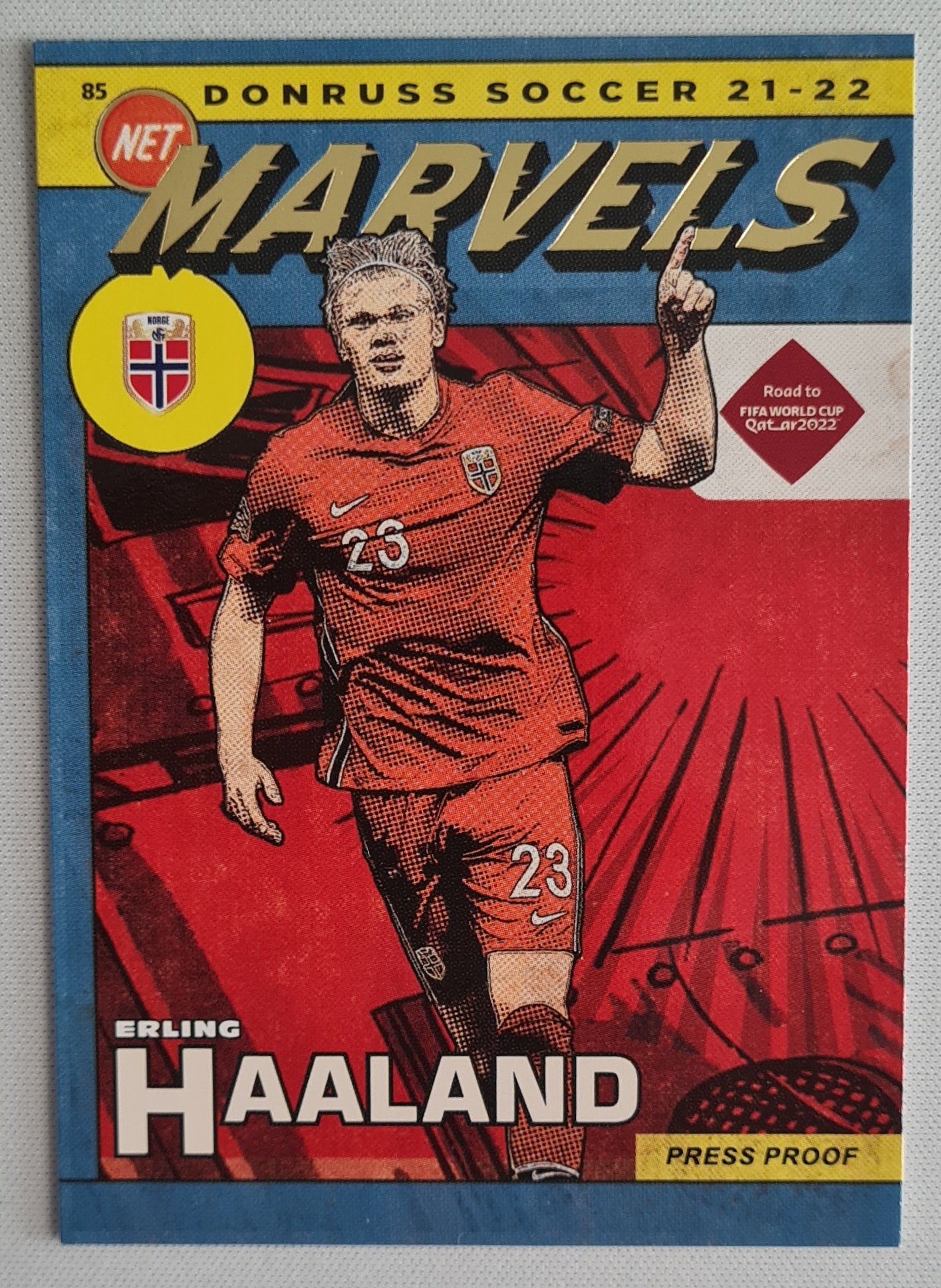 Erling Haaland - 2021/22 Panini Donruss Road to Qatar Net Marvels Press Proof #5 Norway