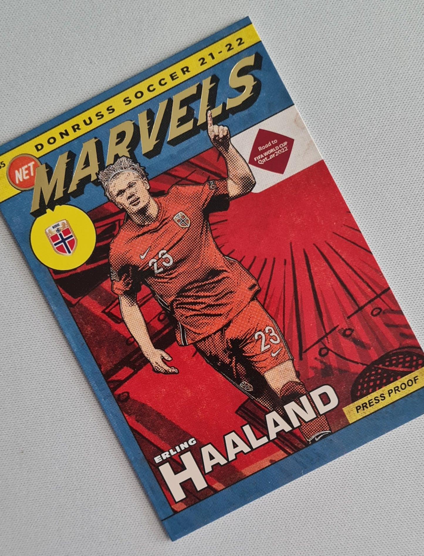 Erling Haaland - 2021/22 Panini Donruss Road to Qatar Net Marvels Press Proof #5 Norway