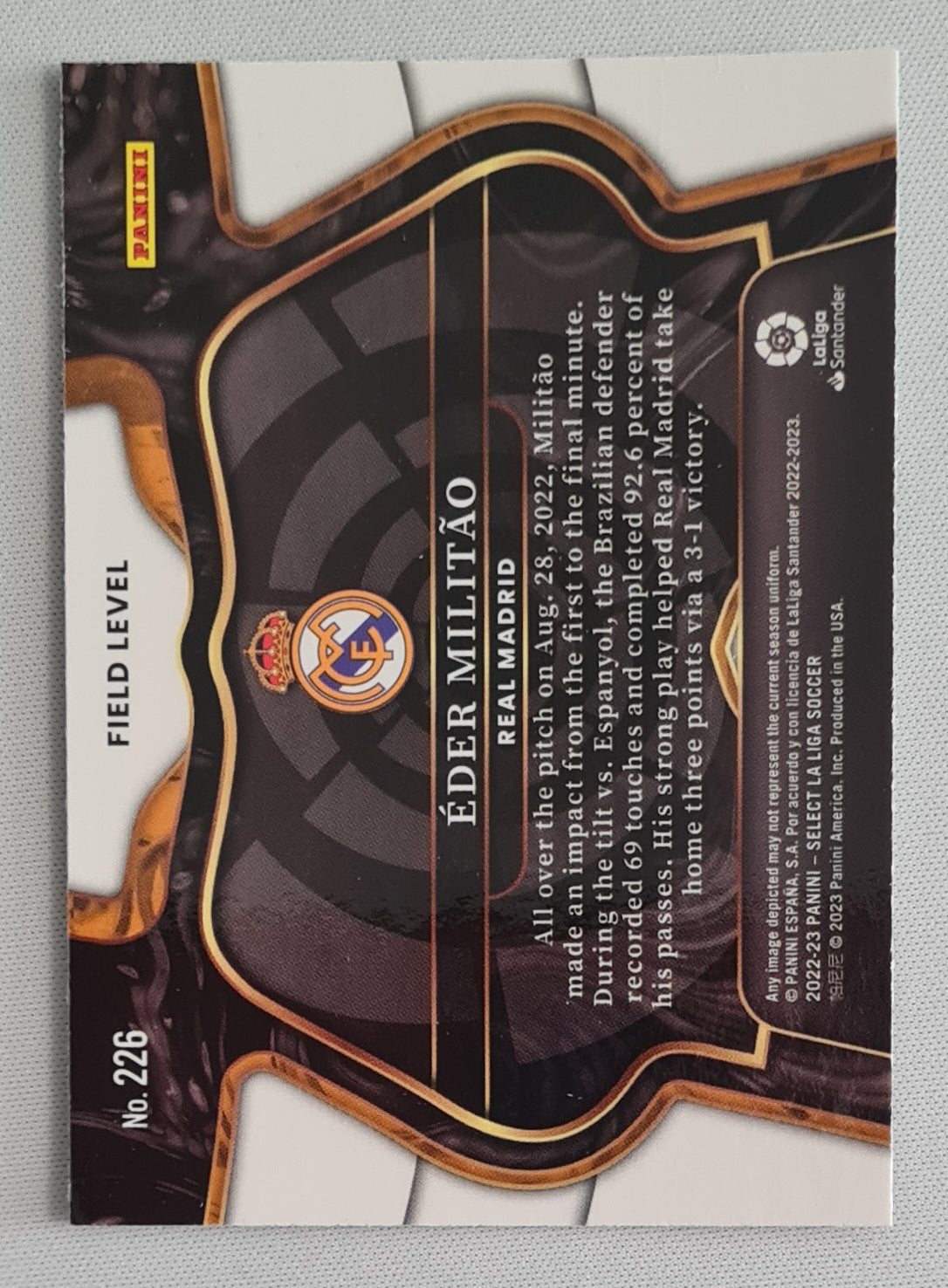 Eder Militao - 2023 Panini Select La Liga Soccer Field Level #226 Real Madrid