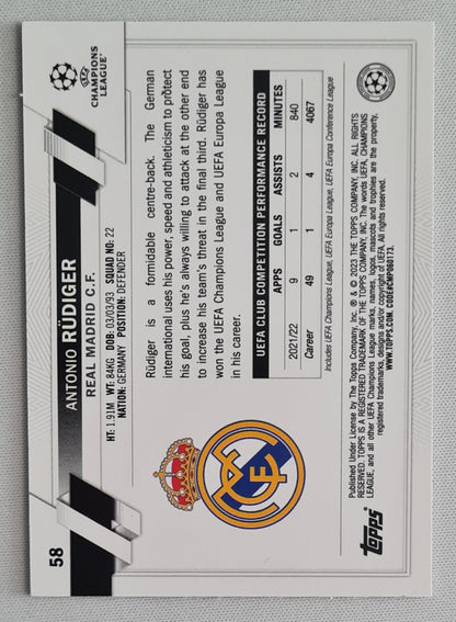 Antonio Rudiger - 2023/24 Topps Chrome UEFA Club Competitions Pulsar #164 Real Madrid
