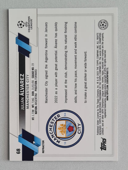 Julian Alvarez - 2022/23 Topps Chrome UEFA Club Competitions Silver #68 Manchester City