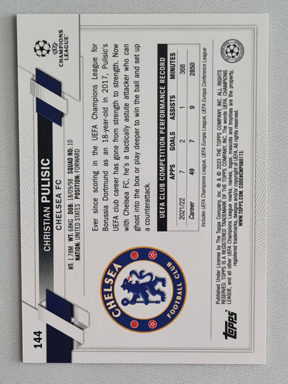Christian Pulisic - 2022/23 Topps Chrome UEFA Club Competitions Black & White Ray Wave Refractor #144 Chelsea FC