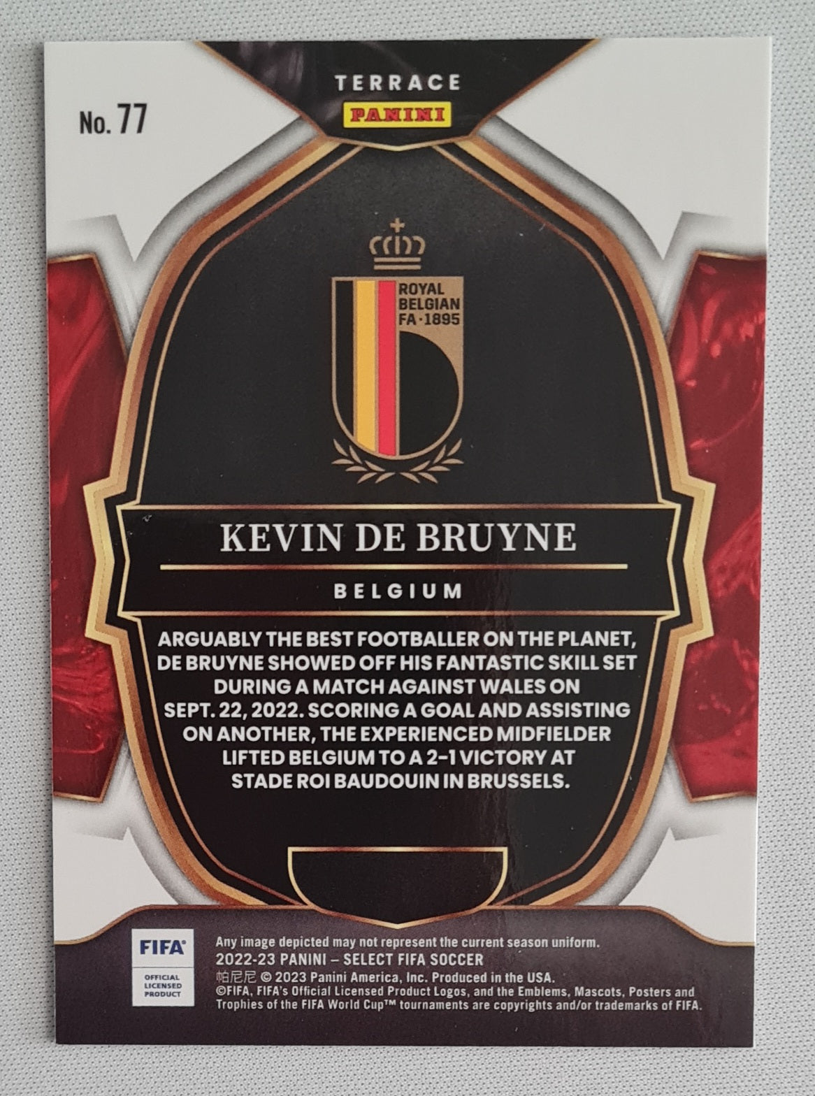 Kevin de Bruyne - 2022/23 Panini Select FIFA Soccer Terrace #77 Belgium