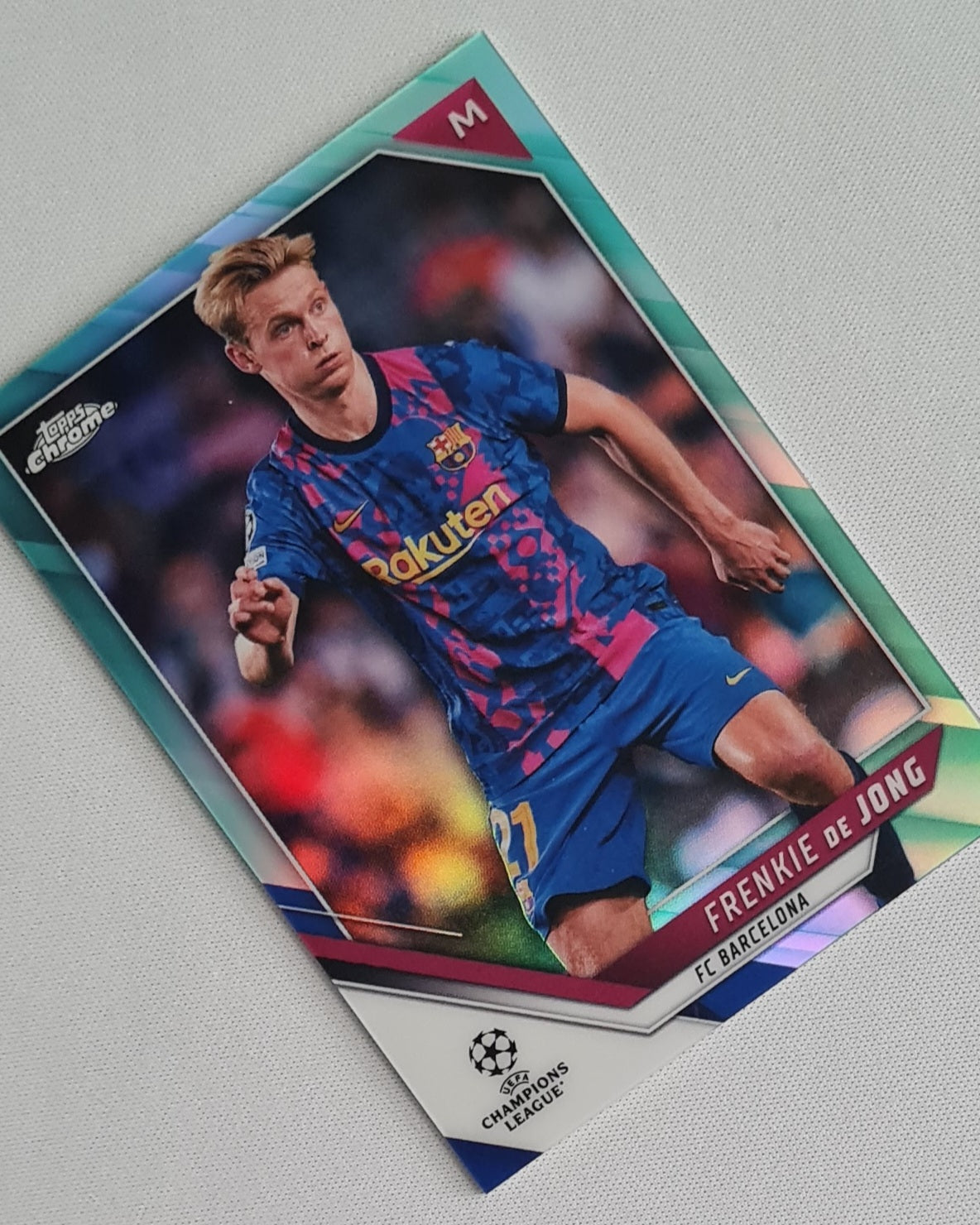 Frenkie de Jong - 2021/22 Topps Chrome UCL Aqua /199 #93 FC Barcelona