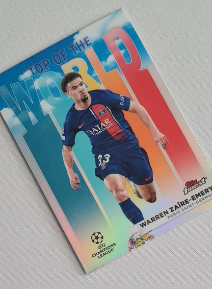 Warren Zaire-Emery - 2023/24 Topps Finest UEFA Club Competitions Top Of The World #TW-9 Paris Saint-Germain