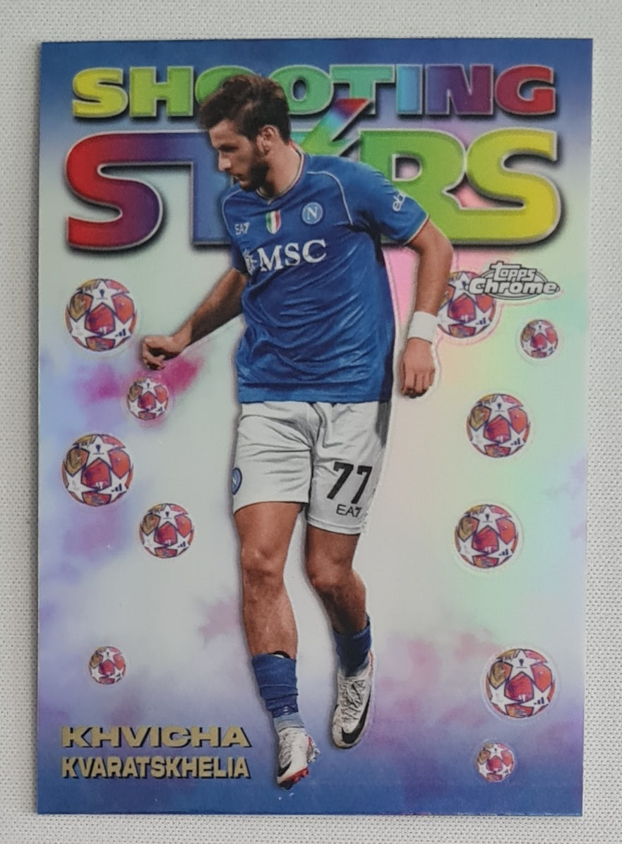 Khvicha Kvaratskhelia - 2023/24 Topps Chrome UEFA Club Competitions Shooting Stars #98-6 SSC Napoli