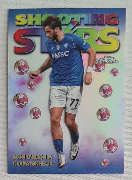 Khvicha Kvaratskhelia - 2023/24 Topps Chrome UEFA Club Competitions Shooting Stars #98-6 SSC Napoli