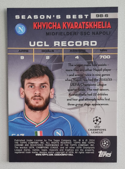 Khvicha Kvaratskhelia - 2023/24 Topps Chrome UEFA Club Competitions Shooting Stars #98-6 SSC Napoli