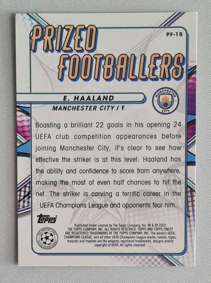 Erling Haaland - 2022/23 Topps Finest UEFA Club Competitions Prized Footballers #PF-15 Manchester City FC