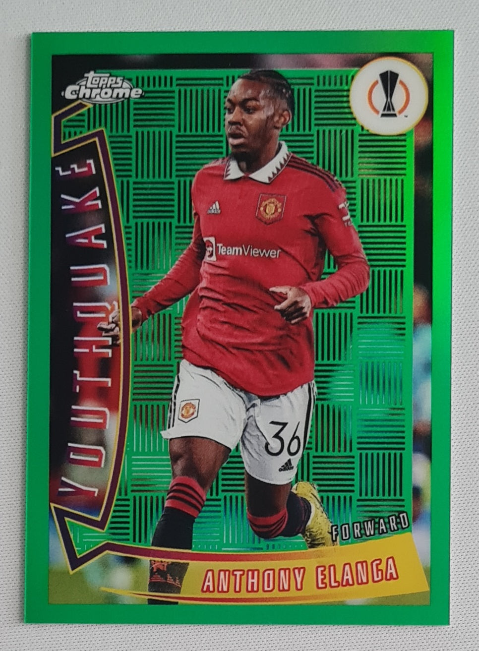 Anthony Elanga - 2022/23 Topps Chrome UEFA Club Competitions Youthquake Green Refractor /99 #YQ-33 Manchester United