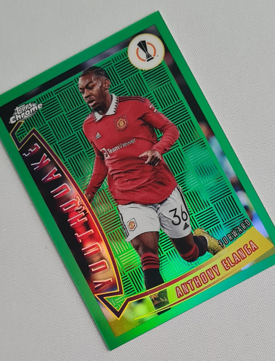 Anthony Elanga - 2022/23 Topps Chrome UEFA Club Competitions Youthquake Green Refractor /99 #YQ-33 Manchester United