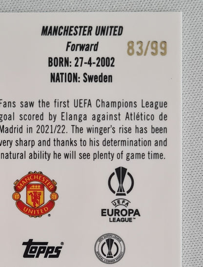 Anthony Elanga - 2022/23 Topps Chrome UEFA Club Competitions Youthquake Green Refractor /99 #YQ-33 Manchester United