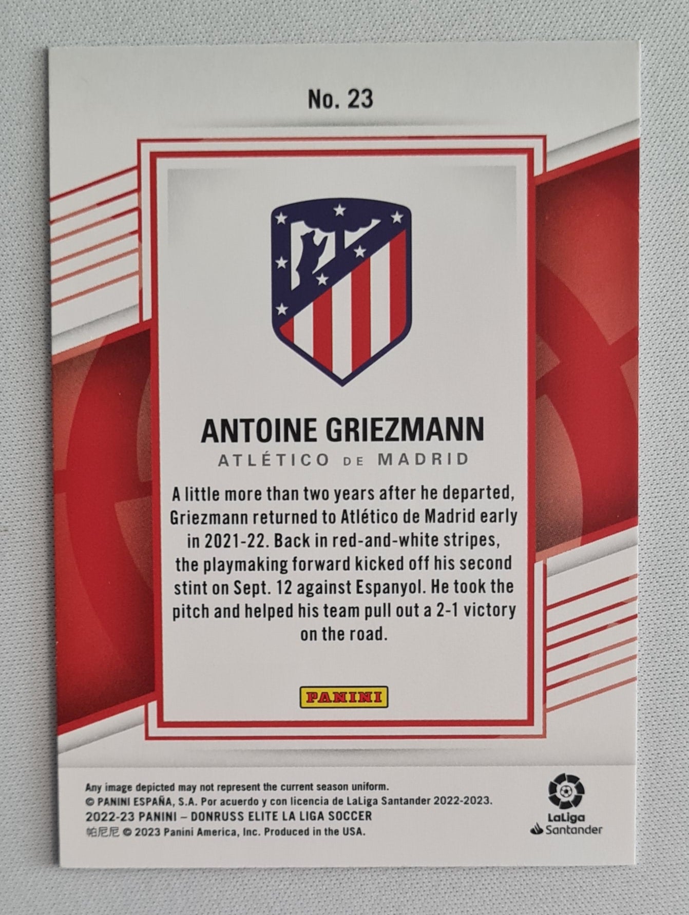 Antoine Griezmann - 2022/23 Panini Donruss Elite La Liga Soccer #23 Atletico Madrid