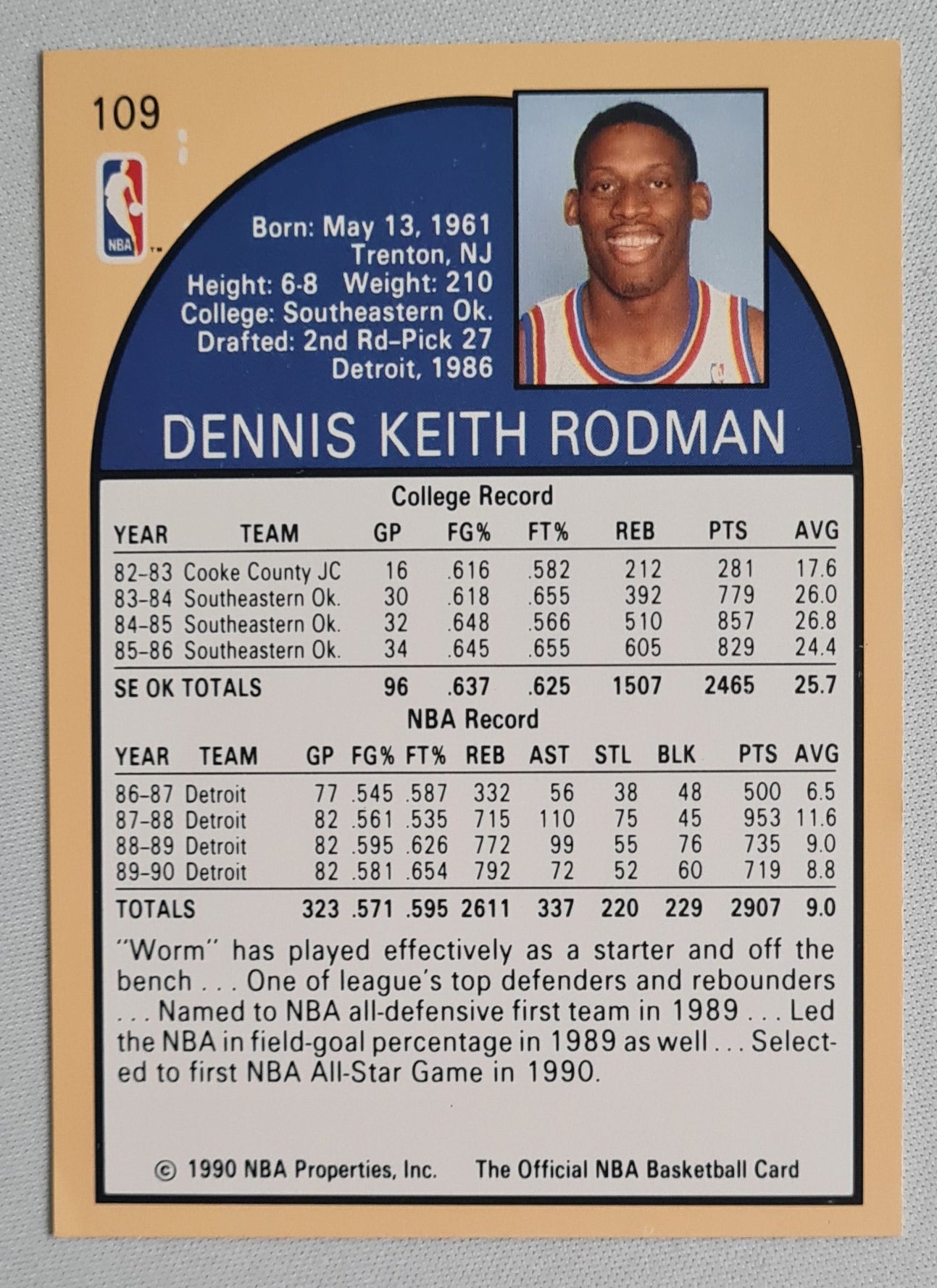 Dennis Keith Rodman - 1990 NBA Hoops Defensive Player of the Year #109