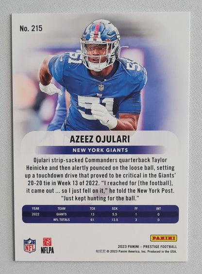 Azeez Ojulari - 2023 Panini Prestige Football NFL New York Giants Xtra Points #215 Blue /299