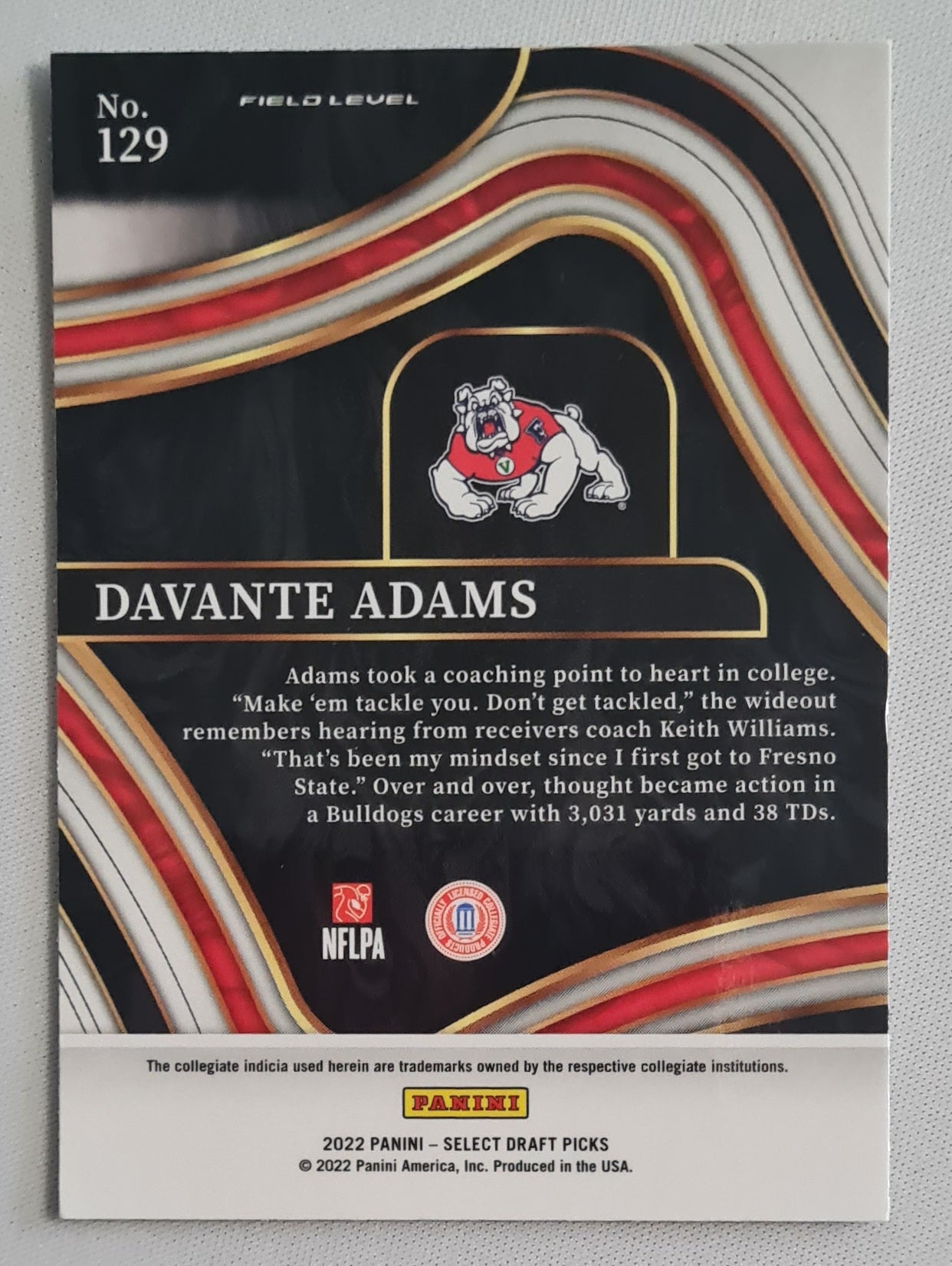 Davante Adams - 2022 Panini Select Draft Picks Fresno State Bull Dogs #129 Prizm Level