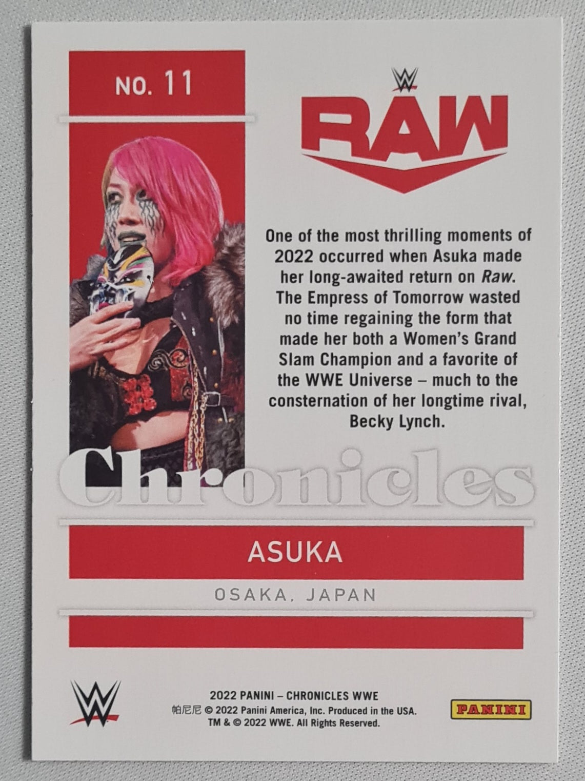 Asuka - 2022 Panini Chronicles WWE Raw #11
