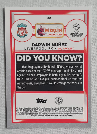Darwin Nunez - 2023 Topps Merlin Collection Liverpool FC (CL) #86