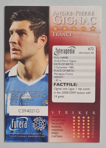 Andre-Pierre Gignac - 2008/09 Futera World Football France National Team #672