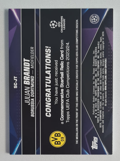 Julian Brandt - 2024 Topps Champions League BVB09 #SC-JT Commemorative Starball Relic Card - Rare Find!